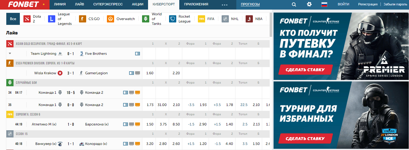 букмекерская контора ставки на киберспорт