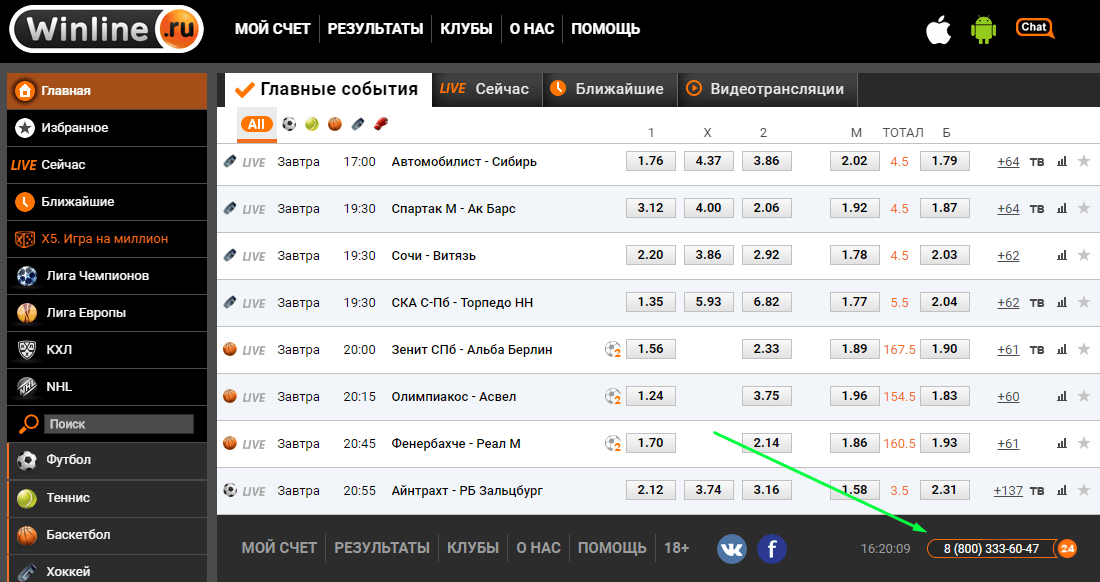 Винлайн букмекерская контора телефон горячей